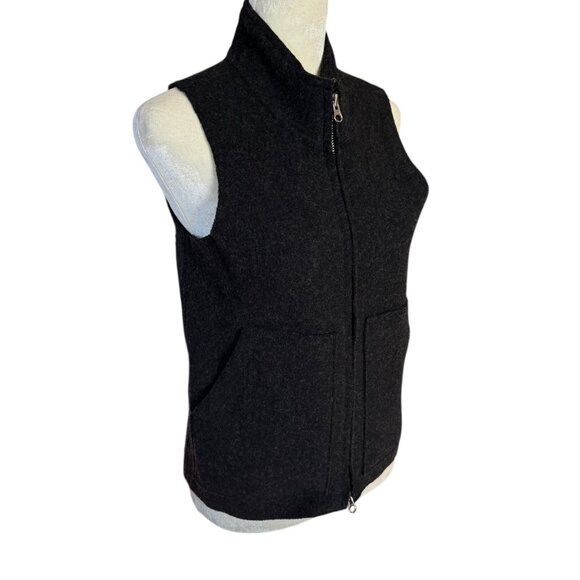 J. Crew black sleeveless mock neck zip up wool sweater vest with pockets size XS - Picture 2 of 8